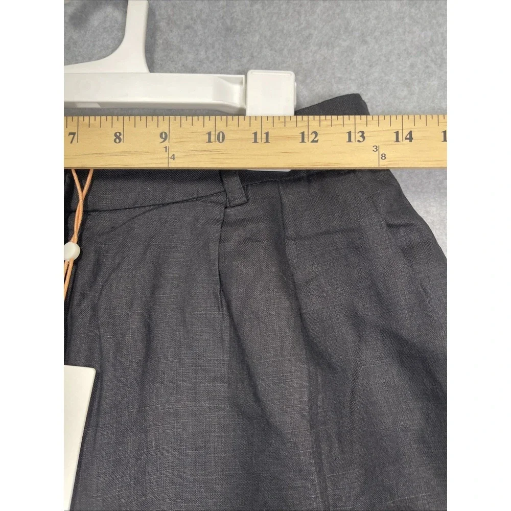 Quince Women 100% European Linen Pleated Trousers Black Sz 2 Office Workwear